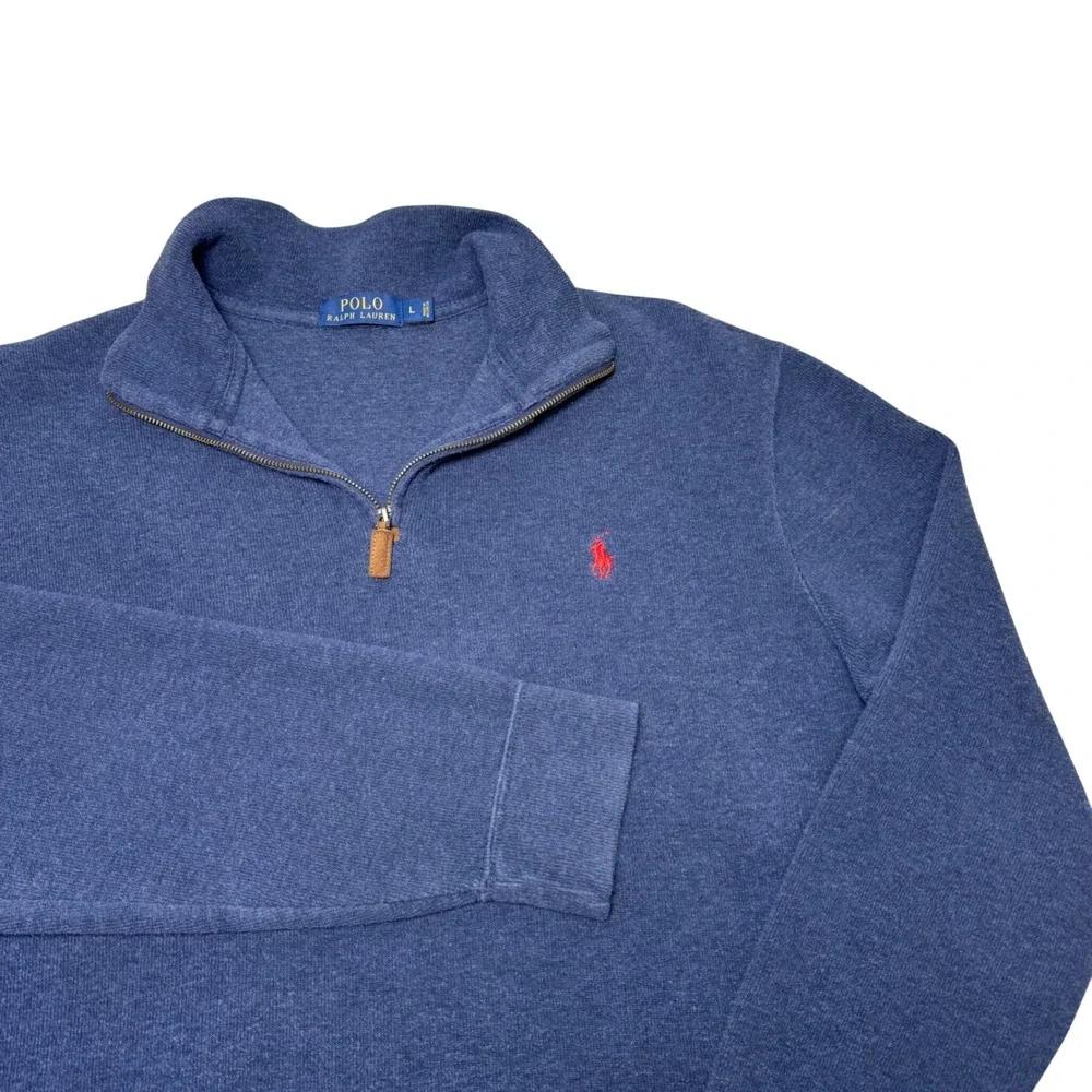 Polo Ralph Lauren Men's 1/4 Zip Pullover Sweatshirt Blue Size L Preppy